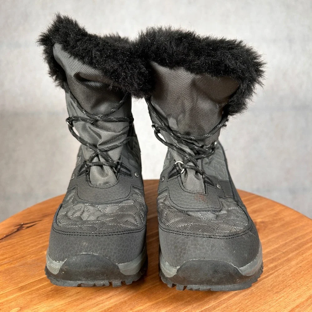 Bearpaw Winter Boots Women Size 11 Black Waterproof Quilted Faux Fur Good